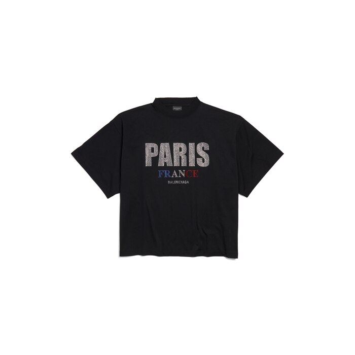 t-shirt paris strass cropped oversize