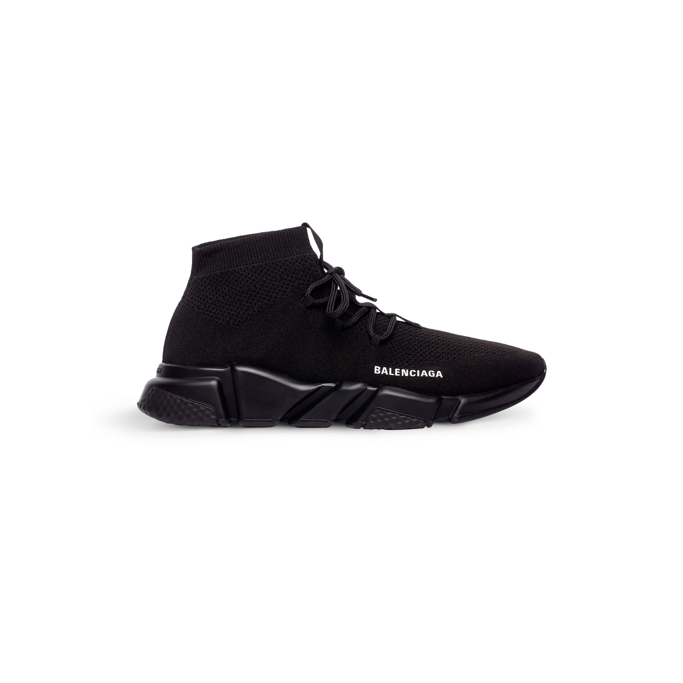 Men's Speed Lace-up Recycled Knit Sneaker in Black | Balenciaga US