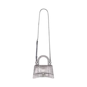 Women's Hourglass Xs Handbag With Rhinestones in Grey | Balenciaga US