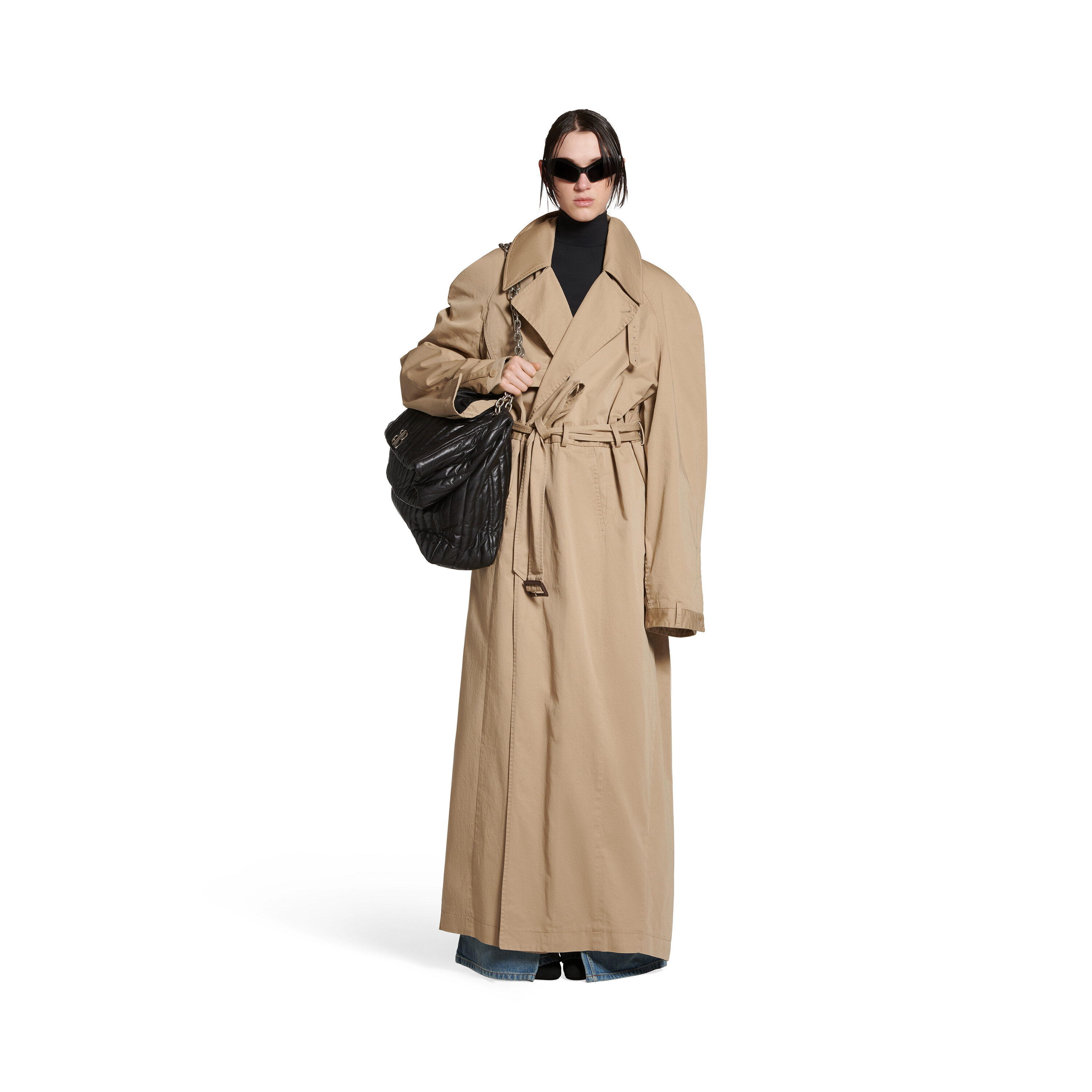 Women's Maxi Deconstructed Trench Coat in Dark Beige | Balenciaga US