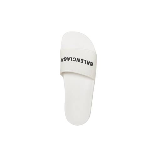 Men's Pool Slide Sandal in White Black | Balenciaga US