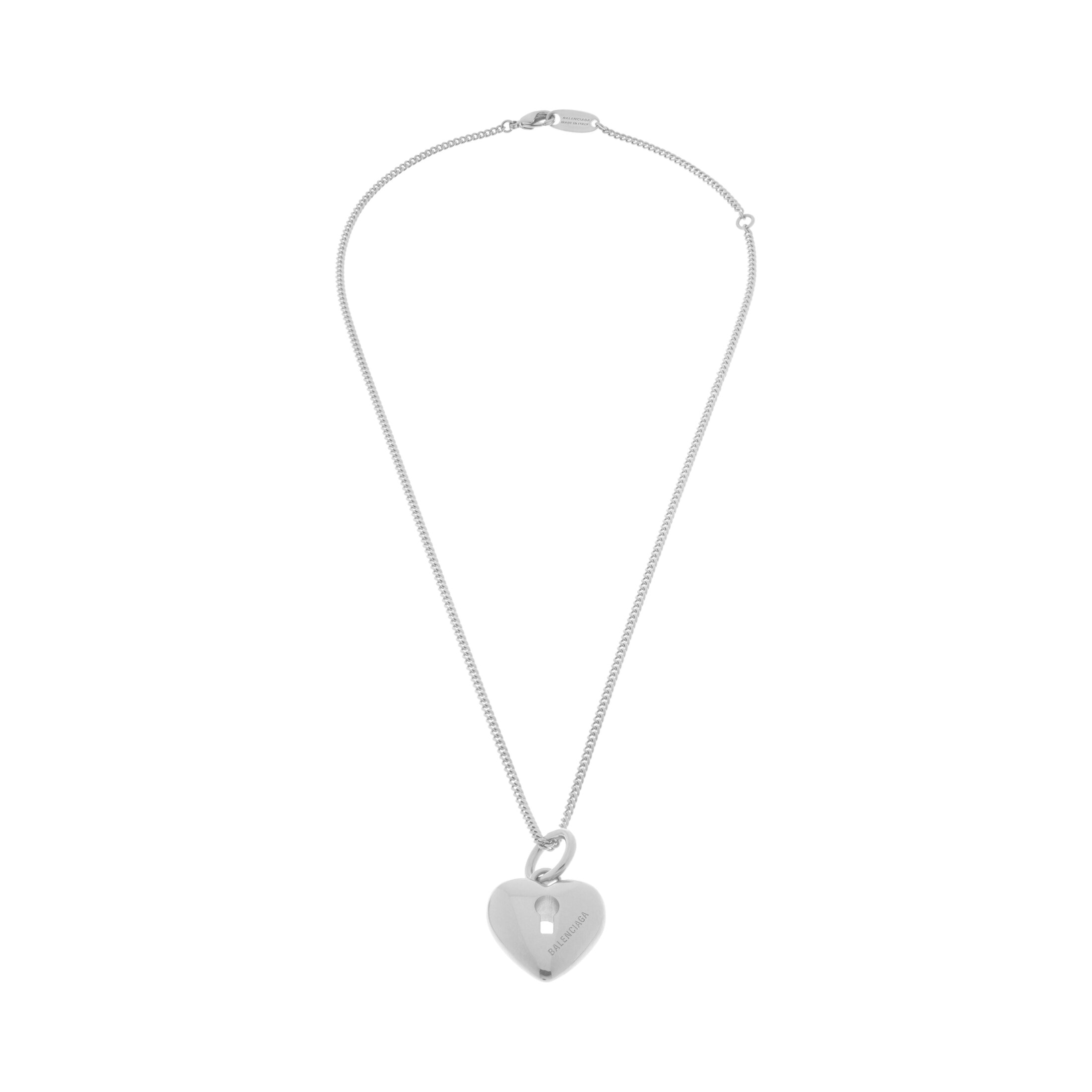 Balenciaga Amour Heart Necklace - Silver - Woman - Brass