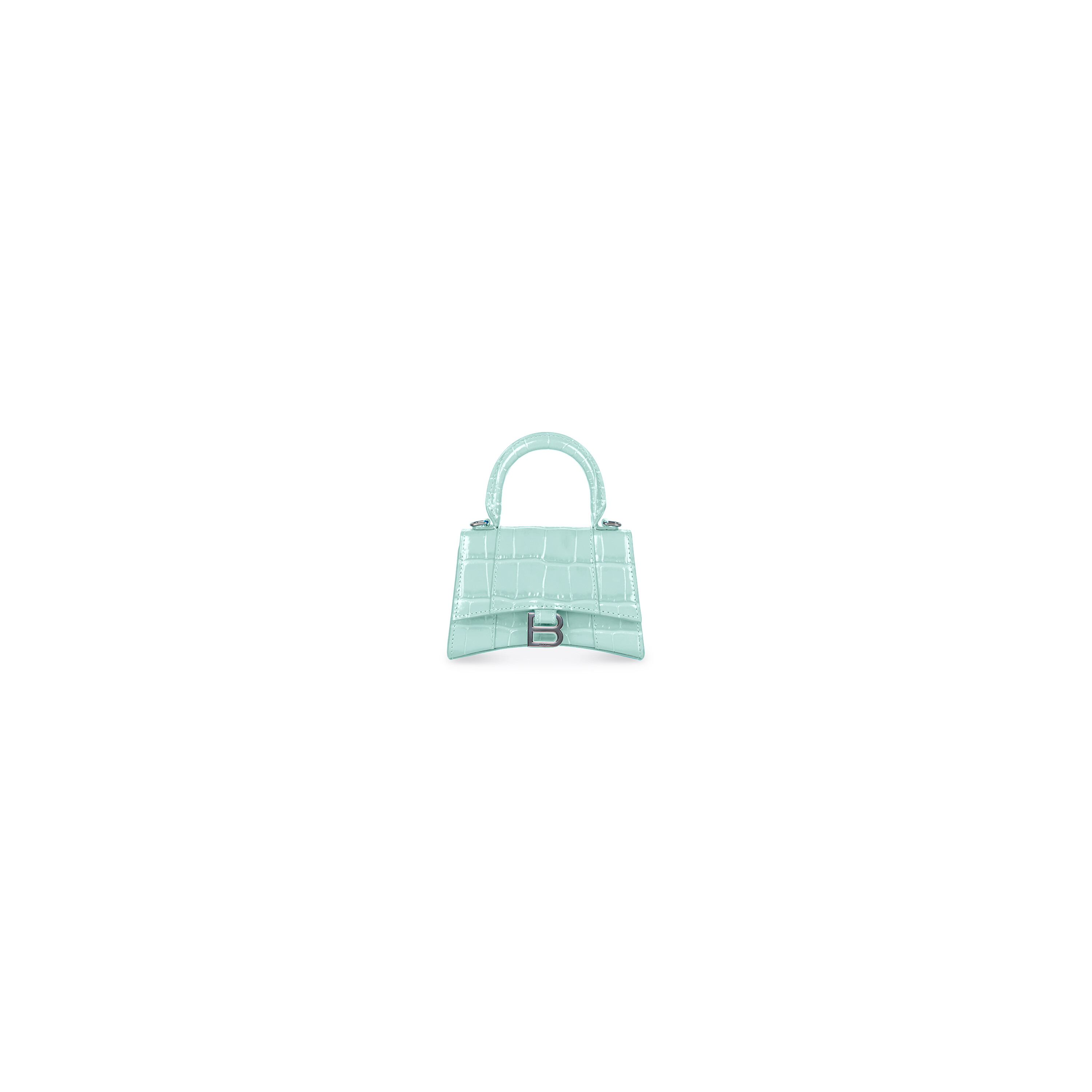 Balenciaga Silver Mini Glitter Hourglass Bag  SSENSE