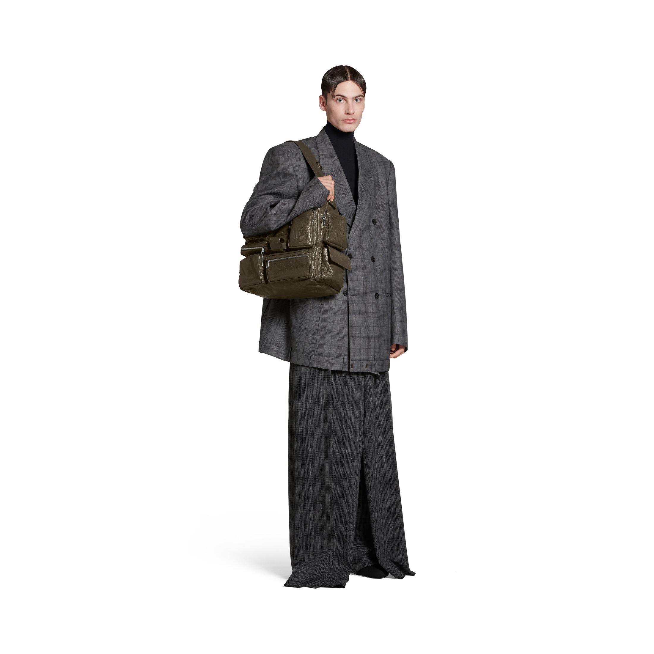 Men's Superbusy Large Sling Bag in Dark Green | Balenciaga US