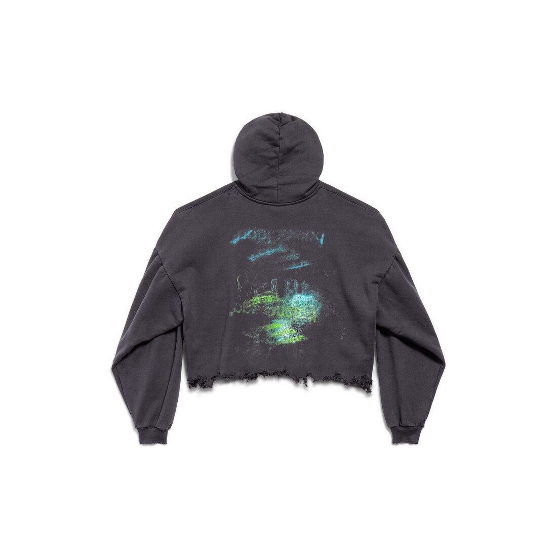 Diy Imprint Cropped Hoodie in Black Faded