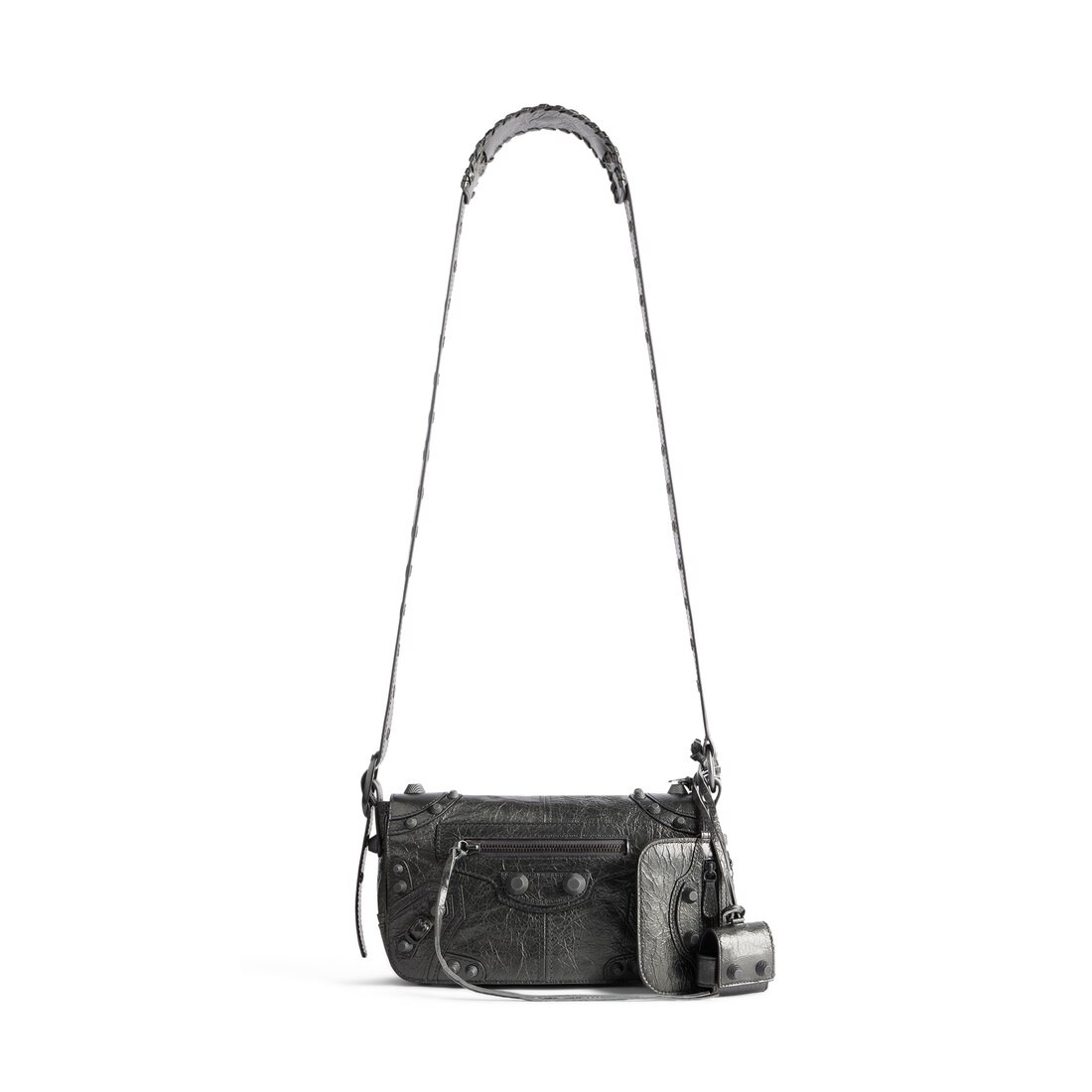 Men's Le Cagole Xs Flap Bag Metallized in Metalic Grey