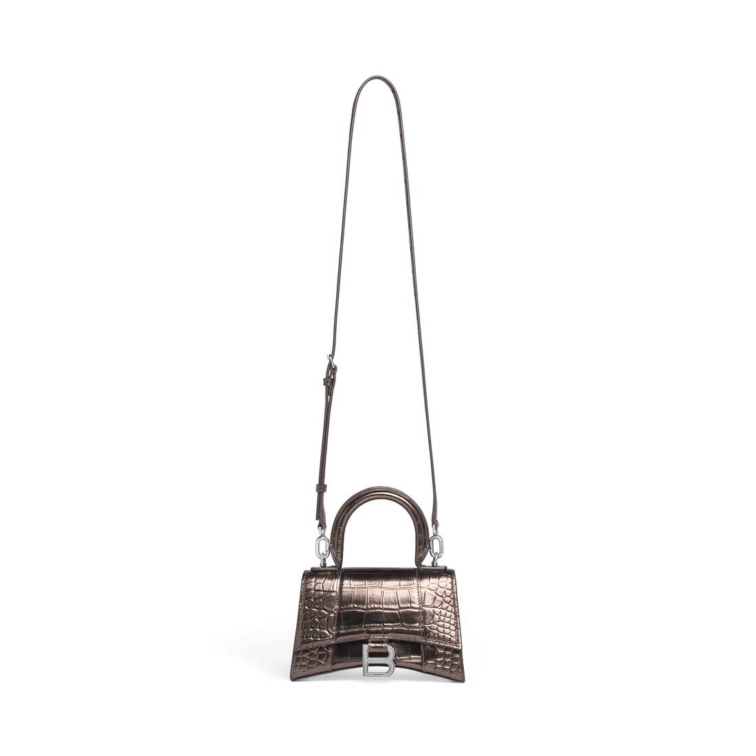 Women's Hourglass Small Handbag Crushed Effect in Black
