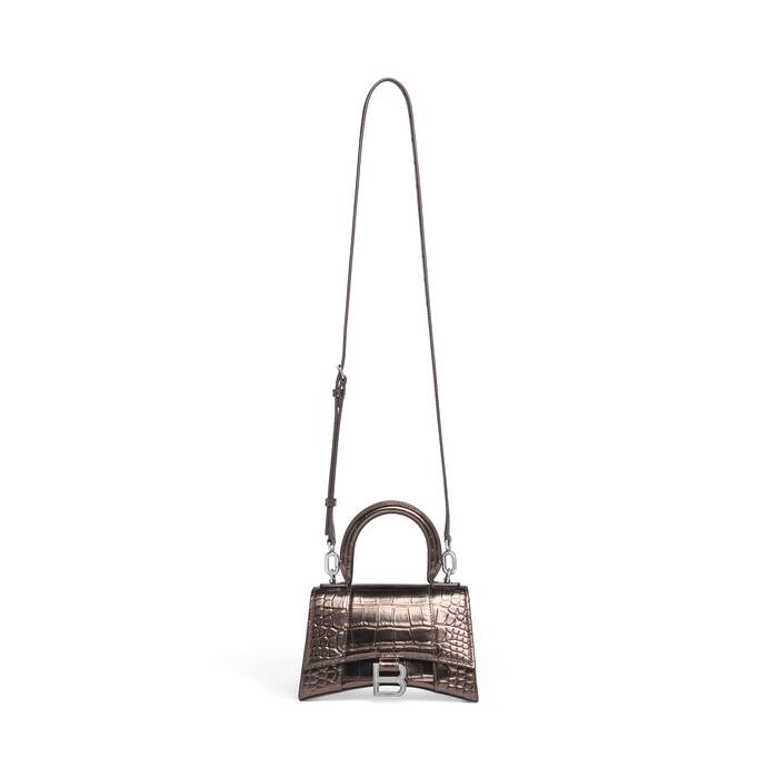 Women's Hourglass Xs Handbag Metallized Crocodile Embossed in Bronze ...