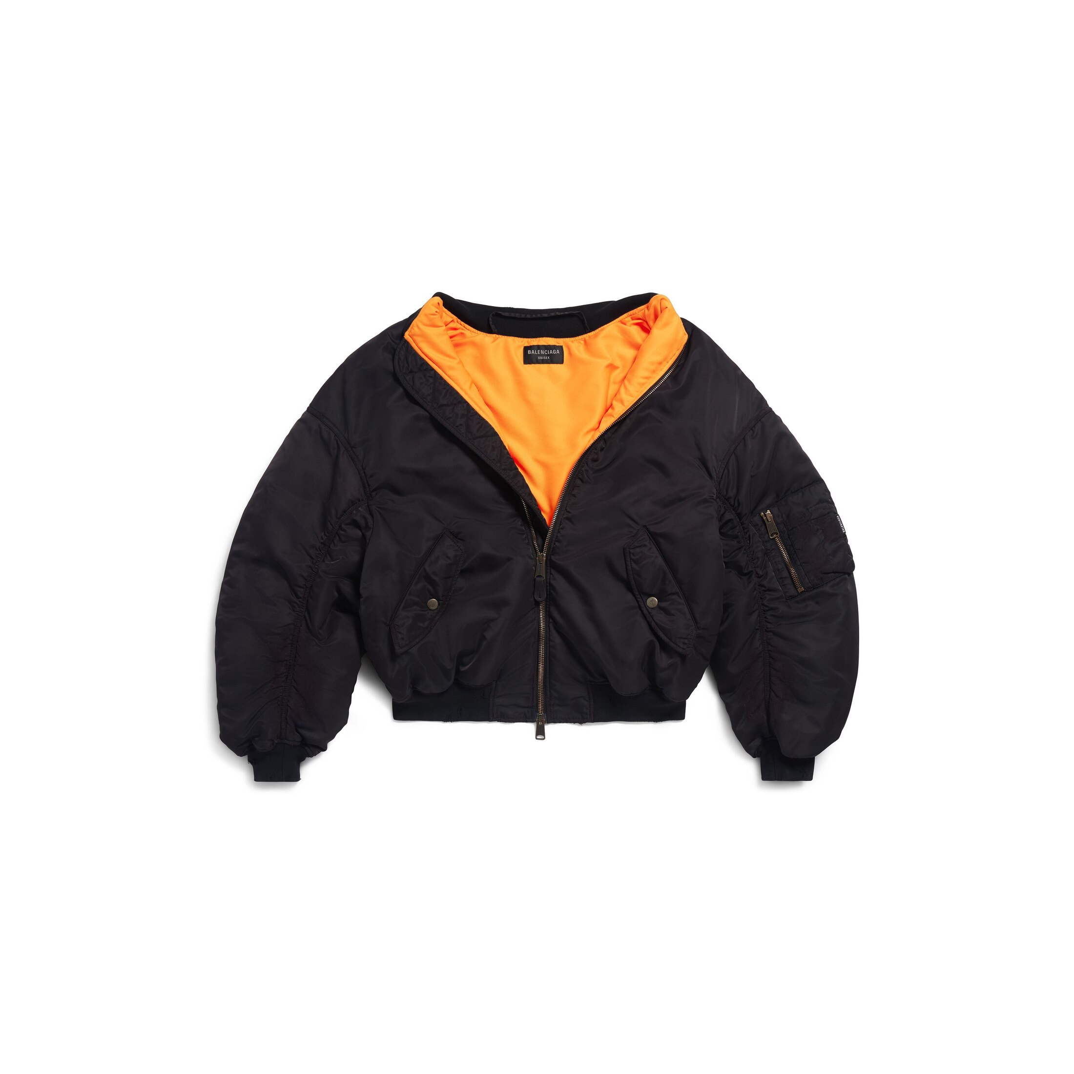 Balenciaga Off Shoulder Bomber - Black - Unisex - XXS - Polyamide