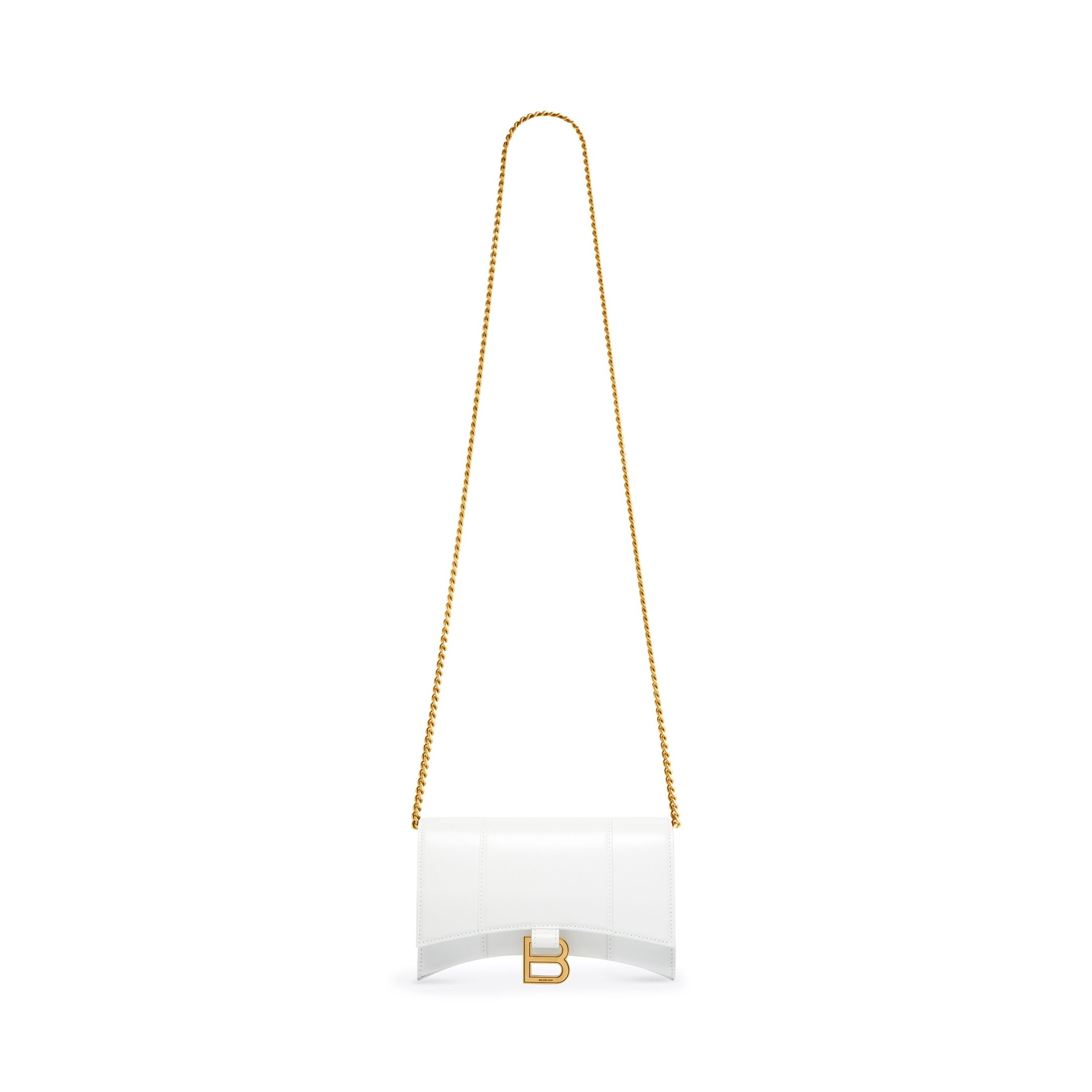 Balenciaga Hourglass Wallet On Chain Box - White - Woman - Calfskin