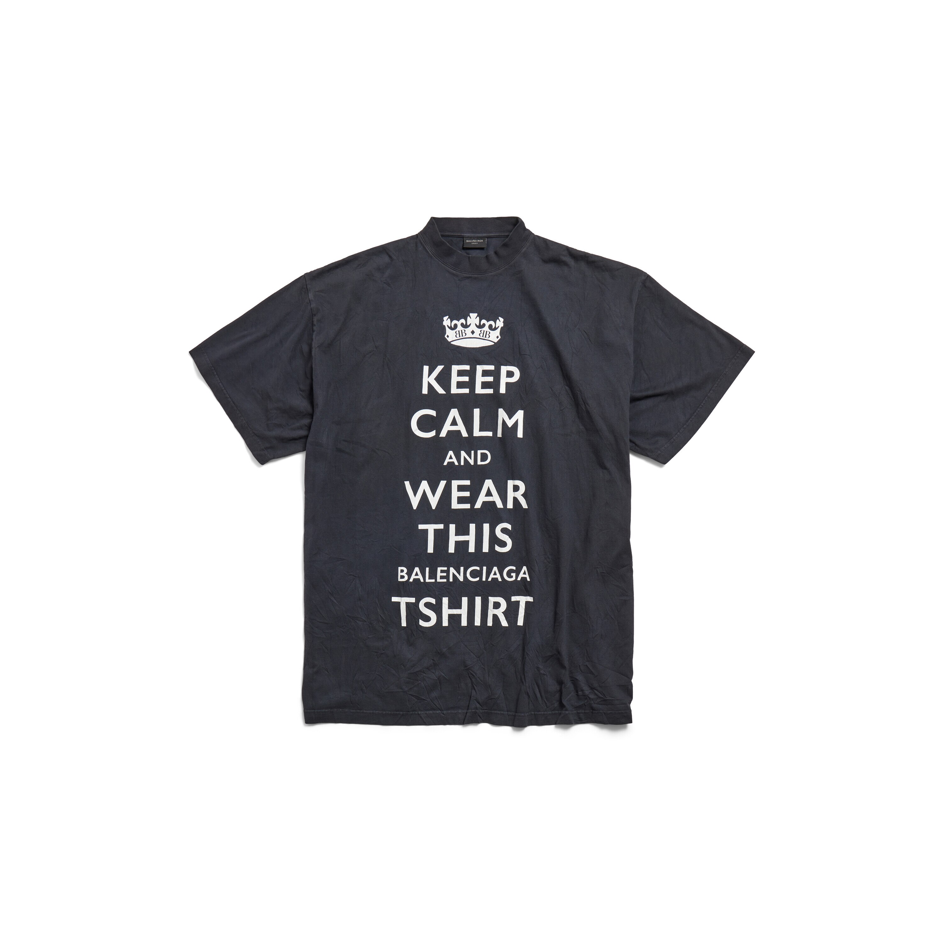 Women's Keep Calm T-shirt Oversized in Black Faded| Balenciaga® US