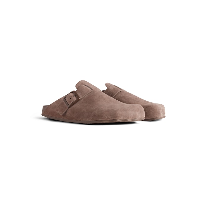 Replica Louis Vuitton LV Trainer Mules In Brown Suede Leather