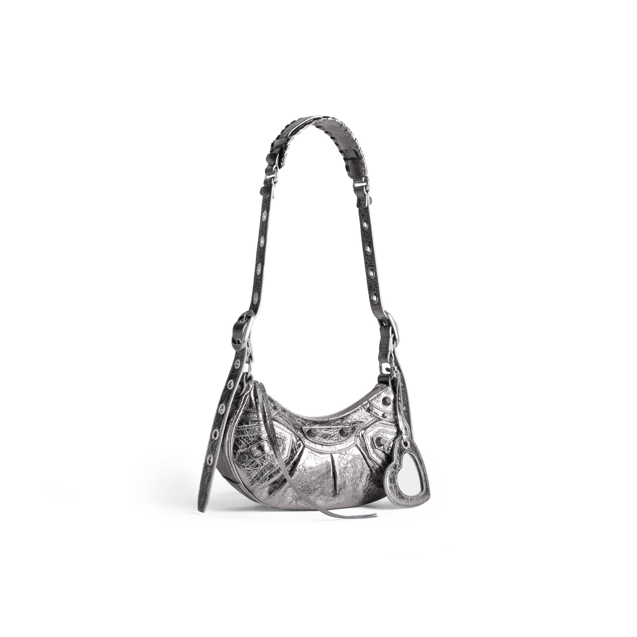 Women's Le Cagole Xs Shoulder Bag Metallized in Silver | Balenciaga US