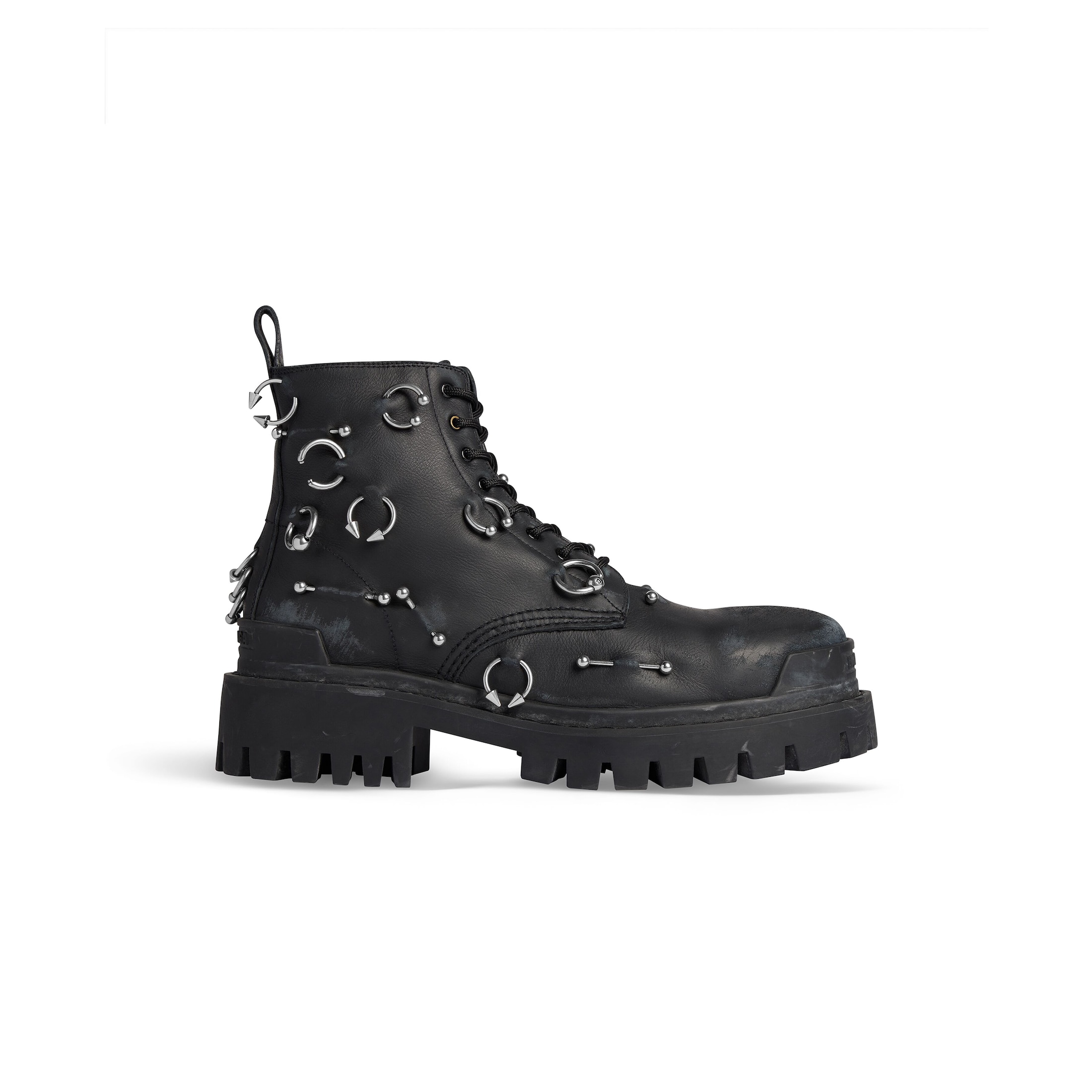 Balenciaga Strike 20mm Boot With Piercings - Black - Man - 39 - Calfskin