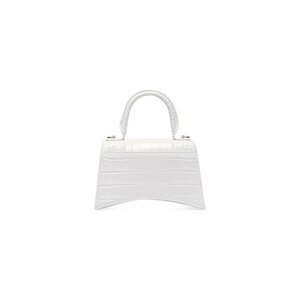 Women's Hourglass Xs Handbag Crocodile Embossed in White | Balenciaga US