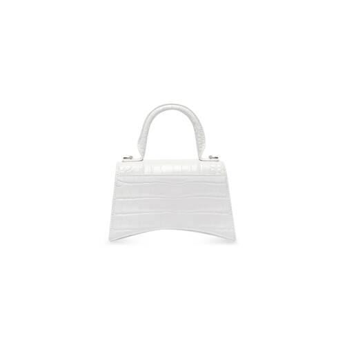 Women's Hourglass Xs Handbag Crocodile Embossed in White | Balenciaga US