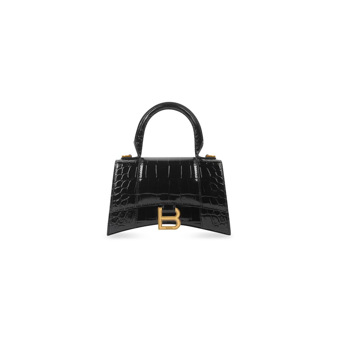 Women's Hourglass Xs Handbag Crocodile Embossed in Black | Balenciaga US