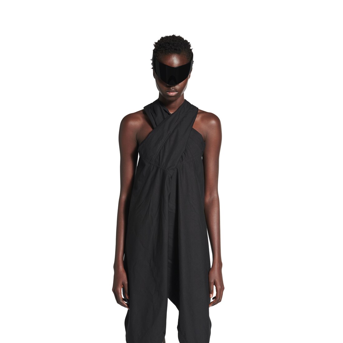 【 BALENCIAGA 】 Twisted ノースリーブ シャツドレス ホワイト の ウィメンズ Twisted ノースリーブ シャツドレス