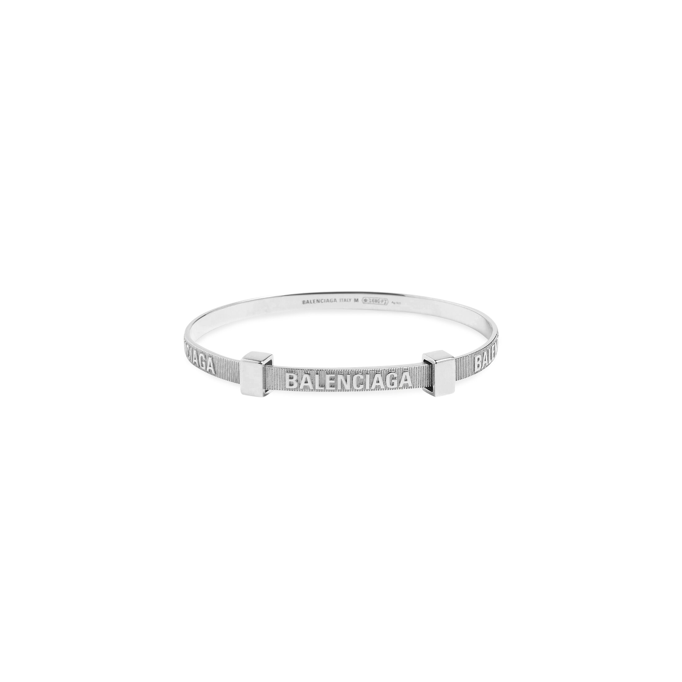 Balenciaga Logo Hoop Bracelet - Silver - Woman - S - Sterling Silver