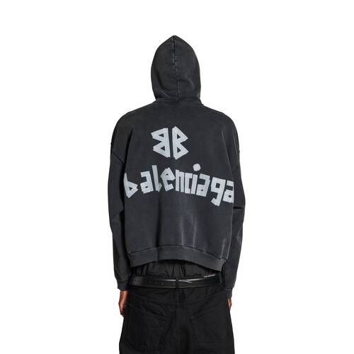 tape type ripped pocket hoodie