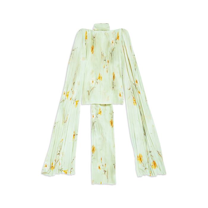 lilies scarf pleated blouse