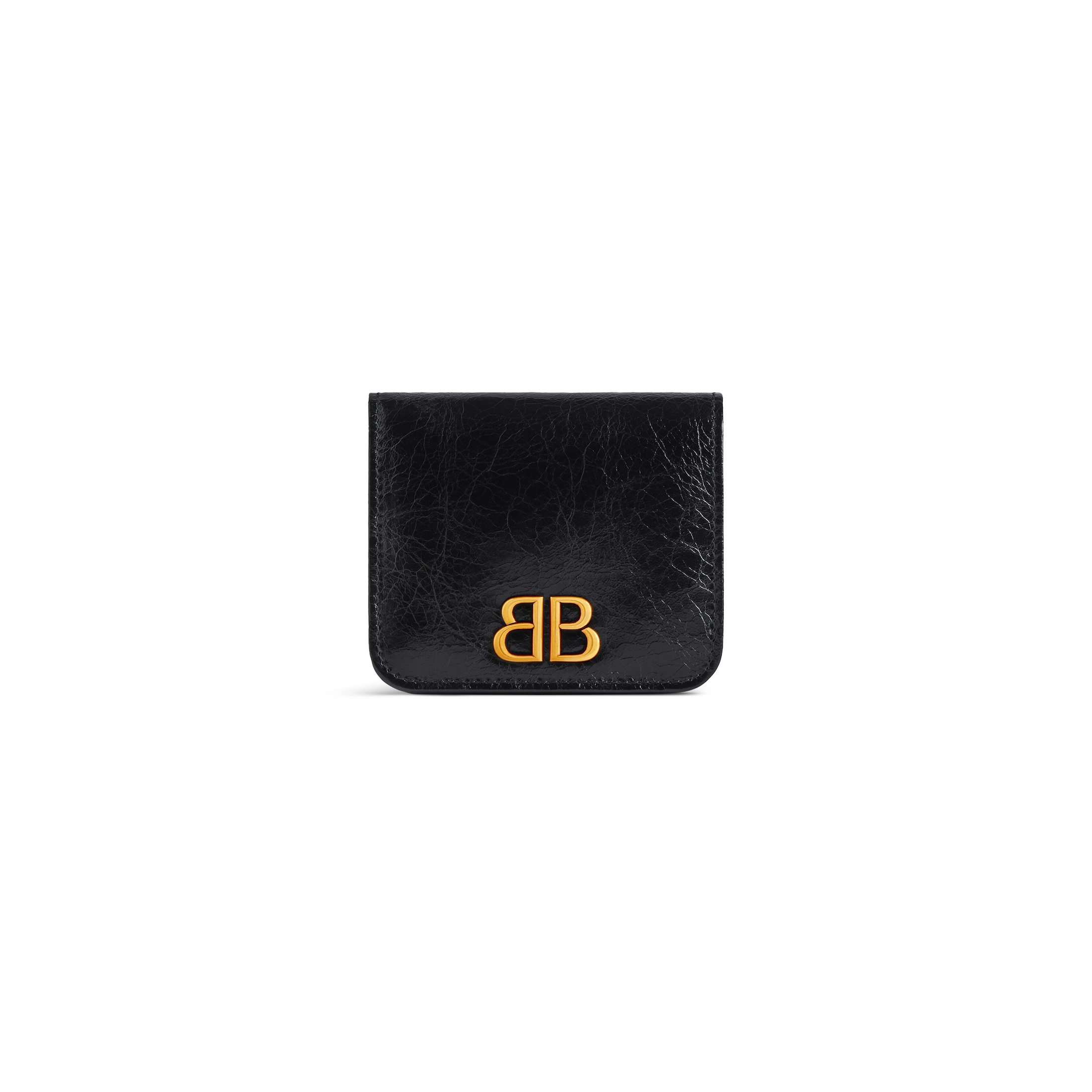 Balenciaga Monaco Flap Coin And Card Holder - Black - Woman - Lambskin