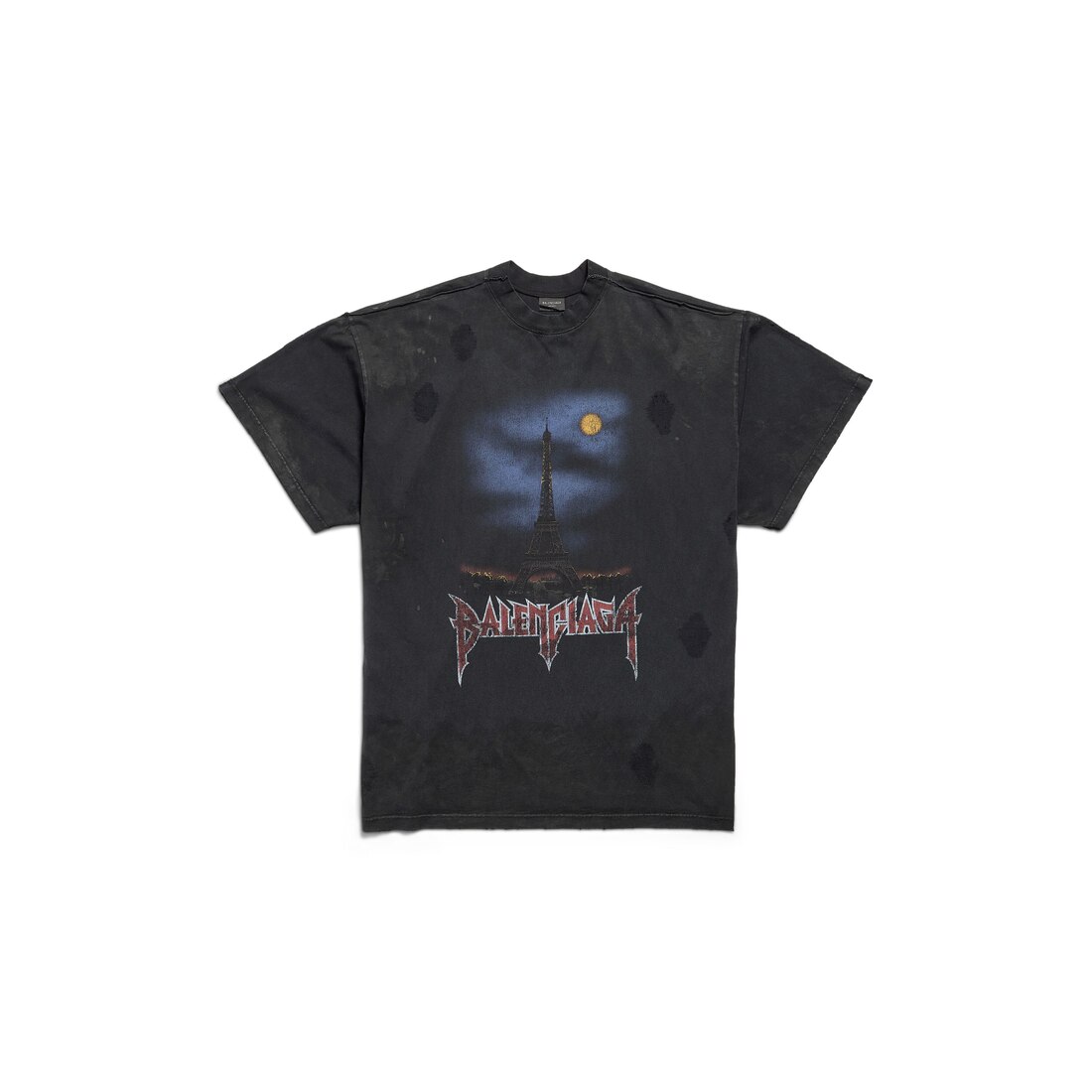 Balenciaga Double Front Paris Moon T Shirt Black