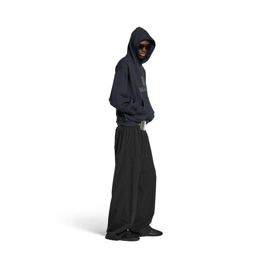 Men's Nano Bb Hoodie Medium Fit in Black Faded | Balenciaga US