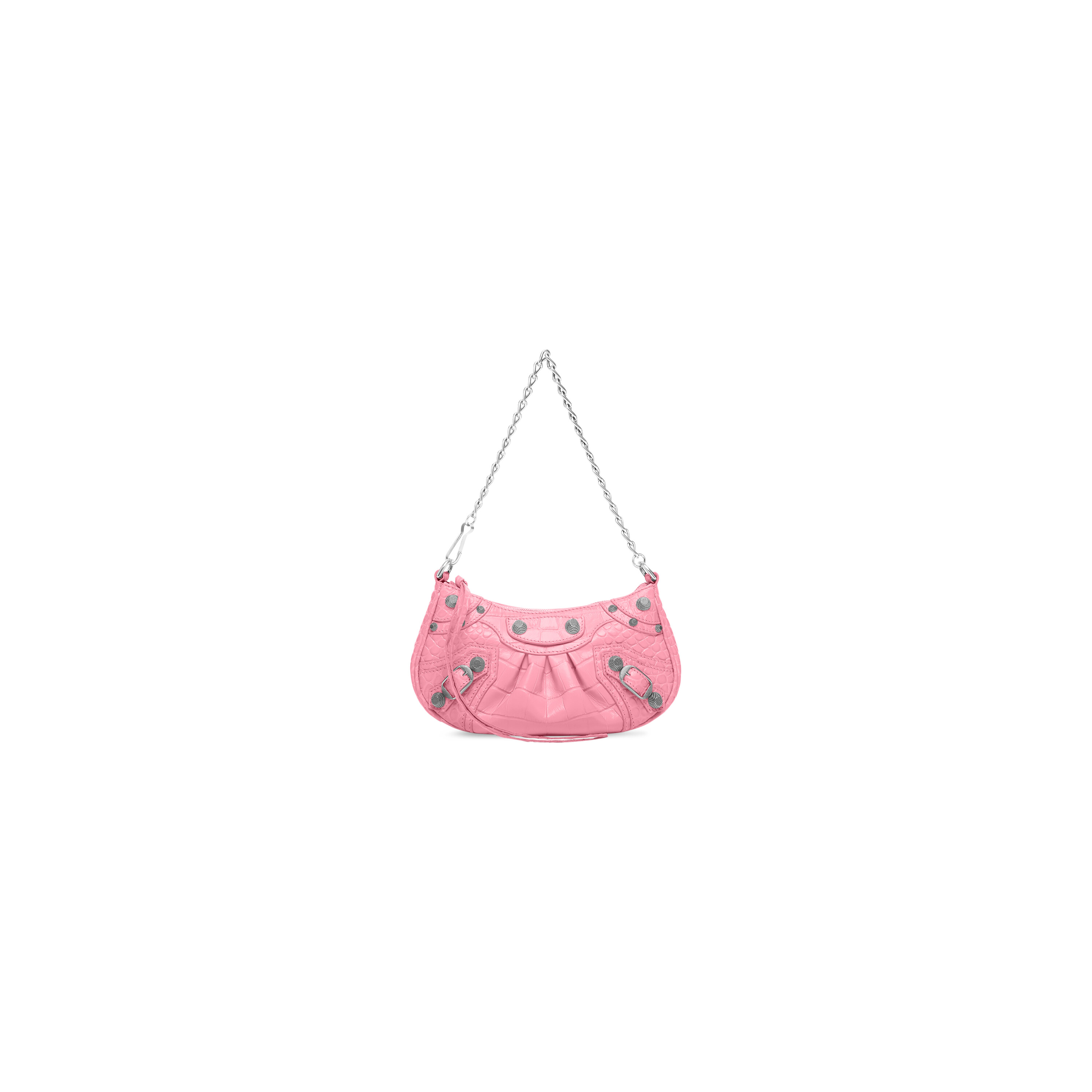 Lily Gå en tur Syd Women's Le Cagole Mini Bag With Chain Crocodile Embossed in Pink |  Balenciaga US