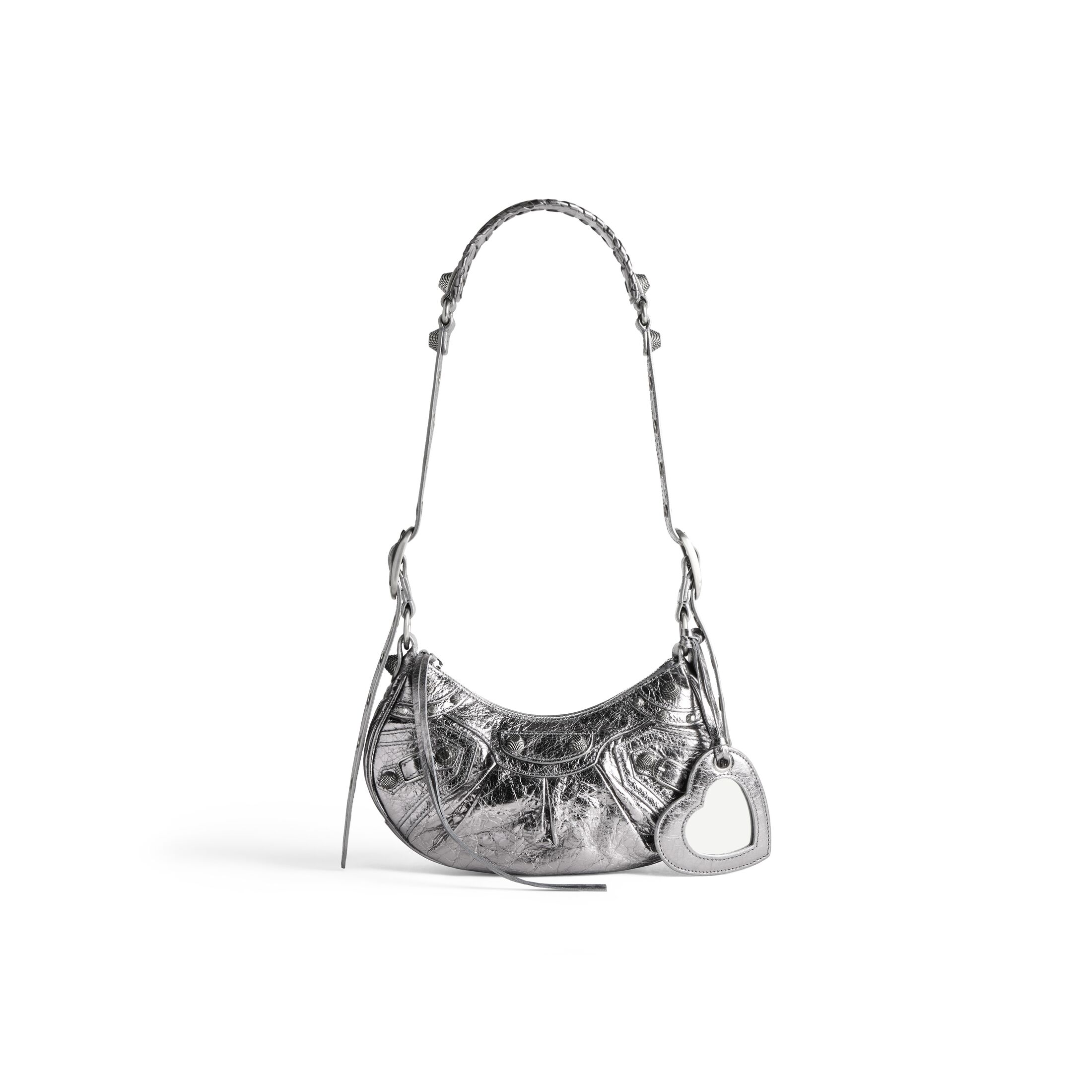 Women's Le Cagole Xs Shoulder Bag Metallized in Silver | Balenciaga US
