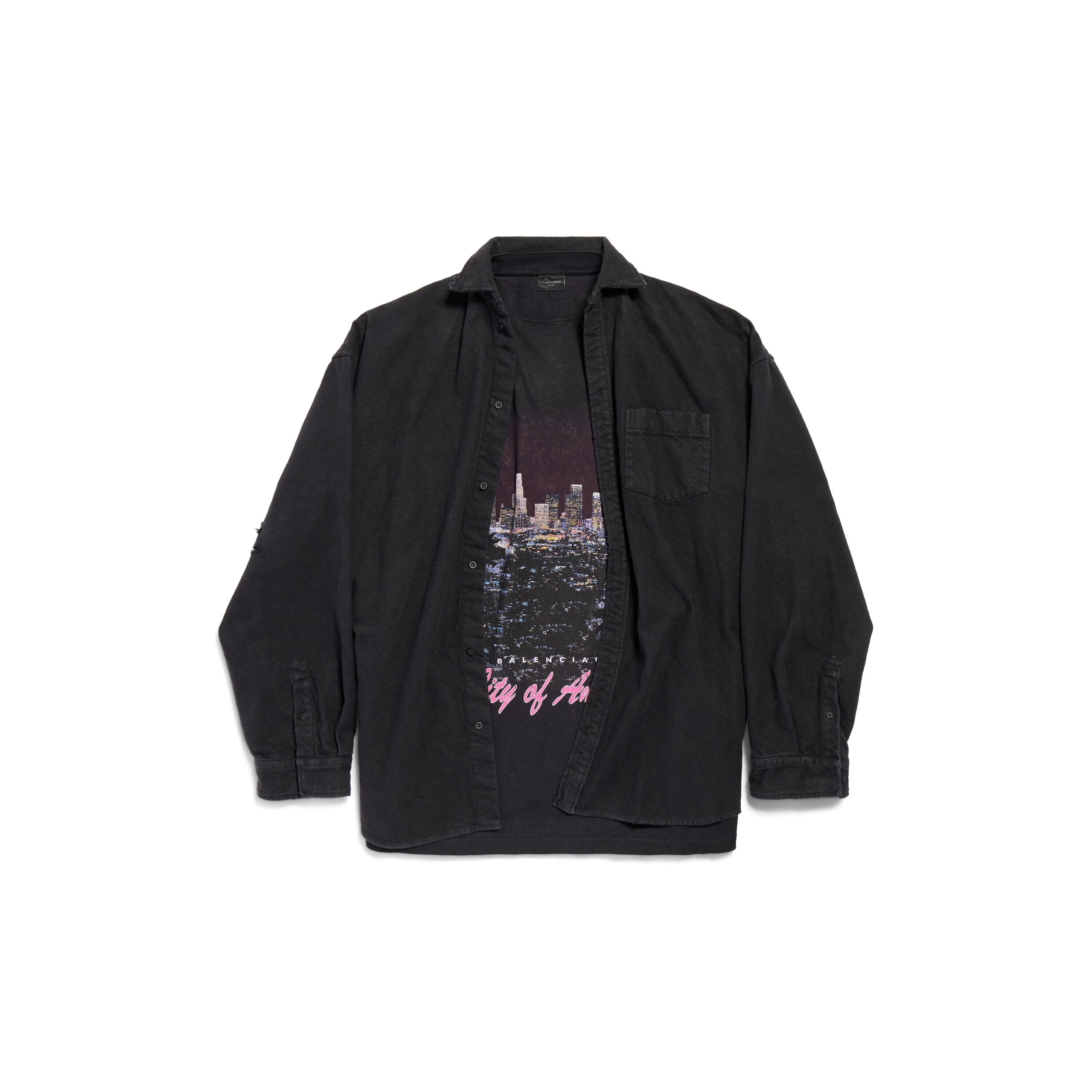 トップス Balenciaga Summer Polyester Jersey Black Balenciaga Layered Sports T-shirt Oversized 'Black White