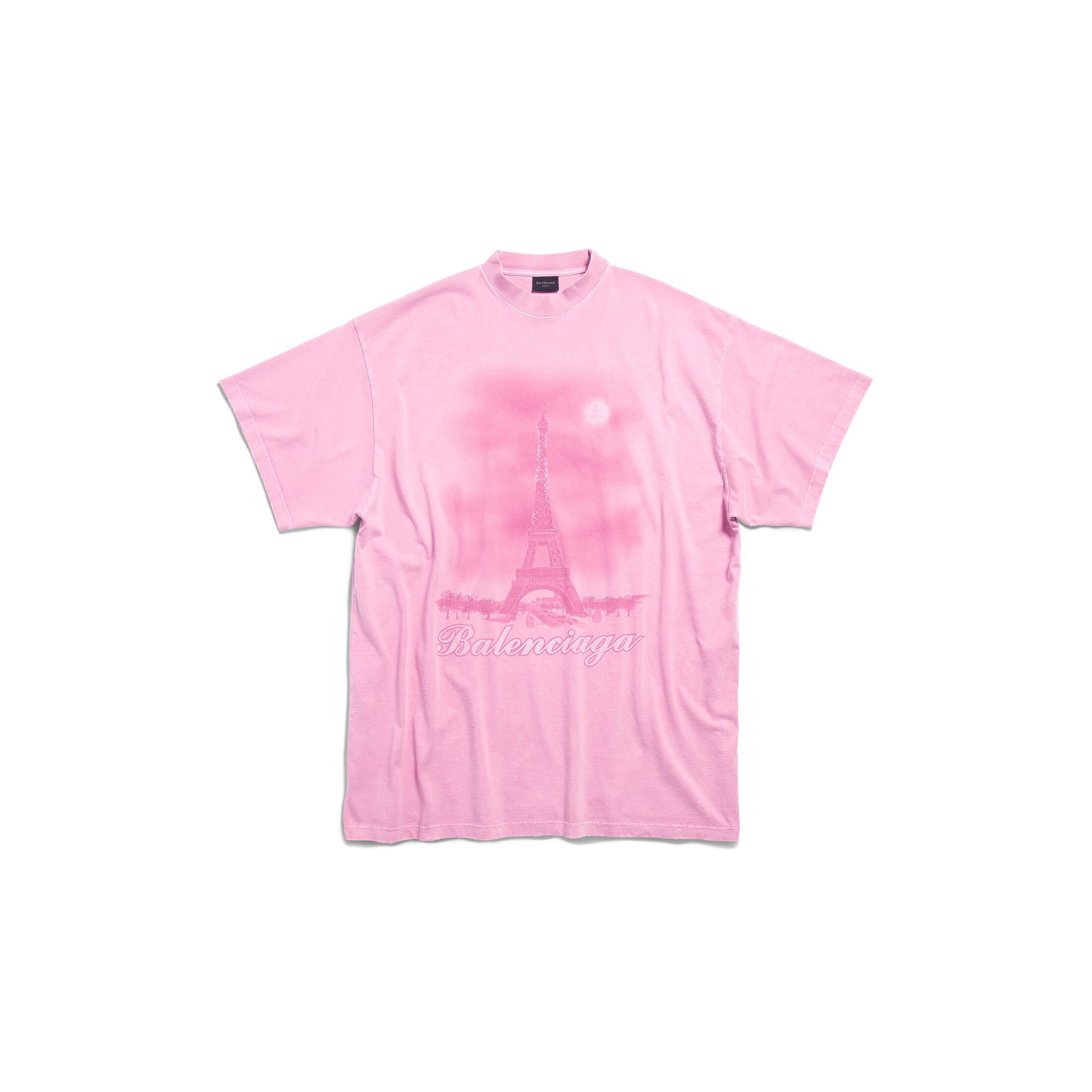 Balenciaga Paris Moon T-Shirt Oversized - Pink - Unisex - 1 - Cotton