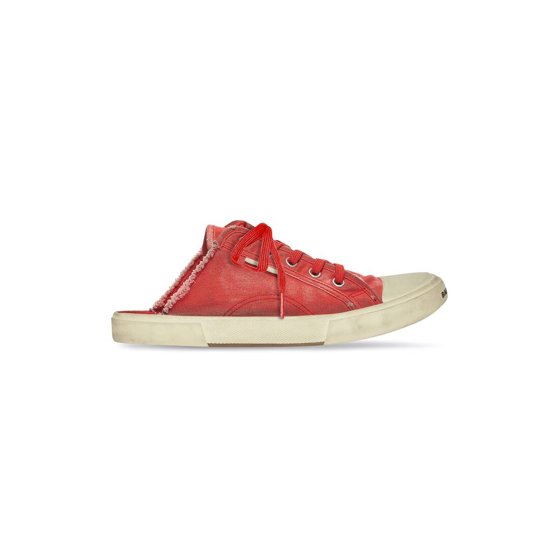 Paris Sneaker Mule in red destroyed knit and white rubber