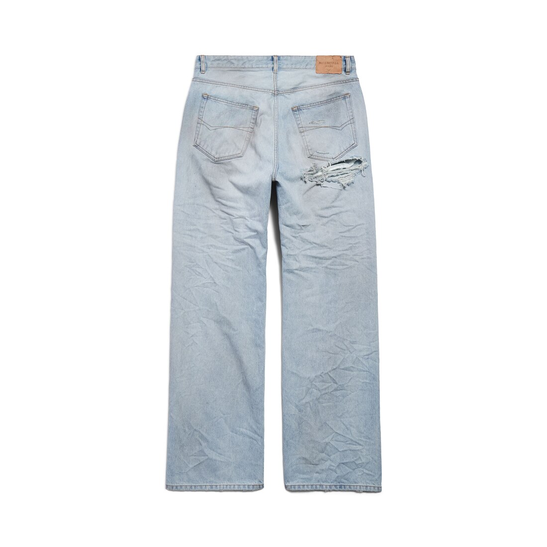Men's Distressed Relaxed Fit Pants in Light Blue