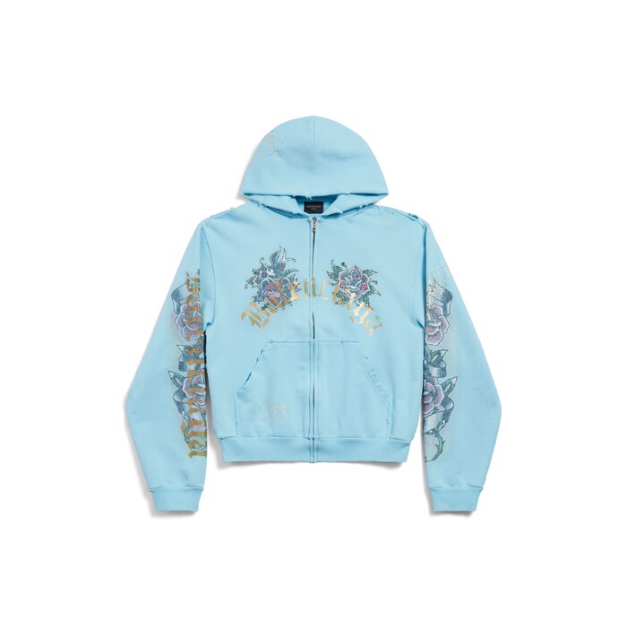 tacky tattoo zip-up hoodie small fit