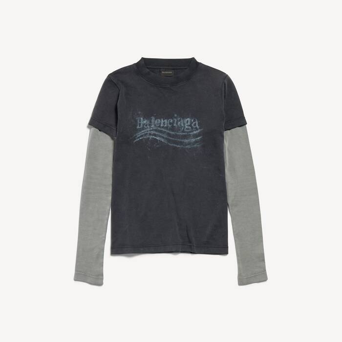 washed crayon political double sleeve t-shirt