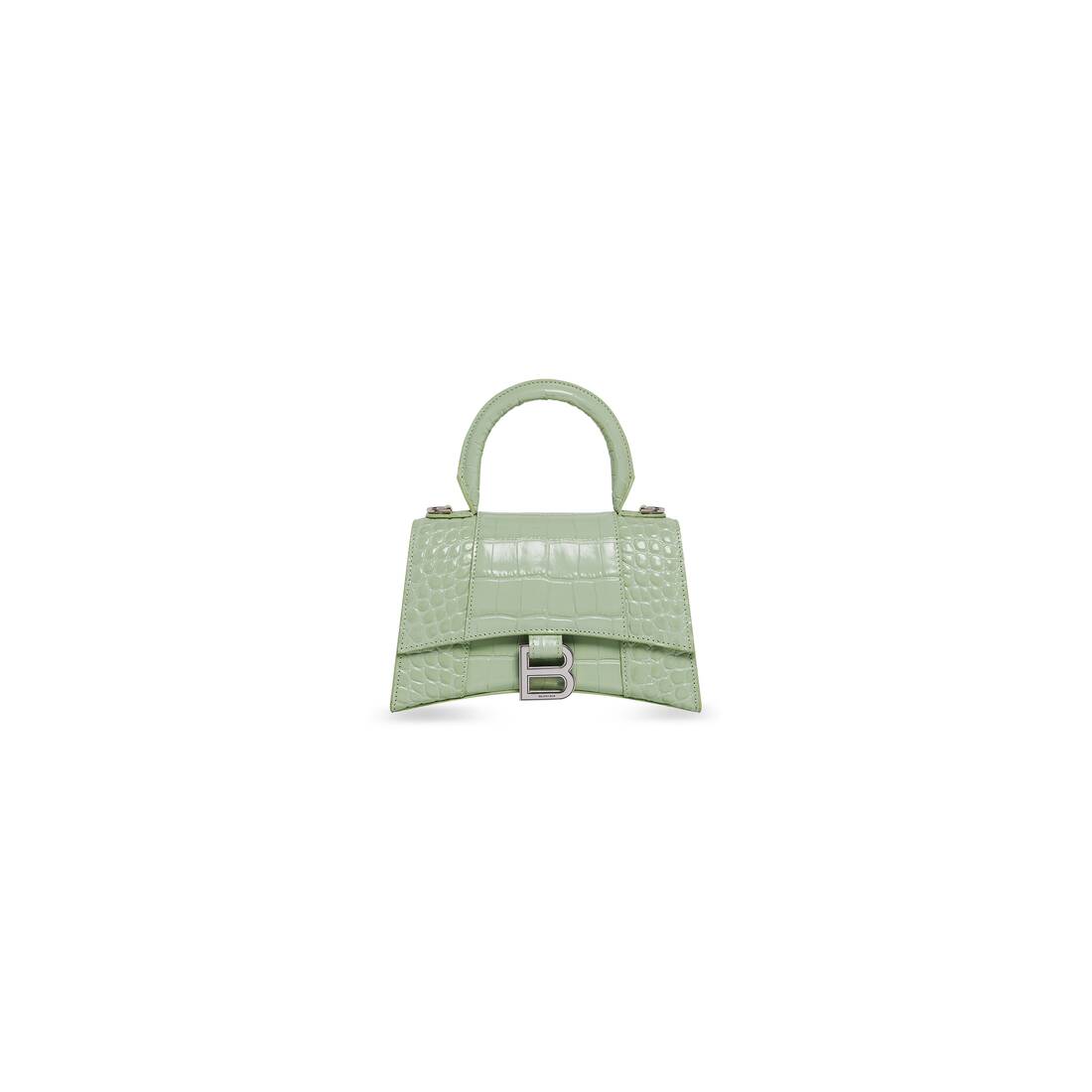 Women's Hourglass Xs Handbag Crocodile Embossed in Light Green 