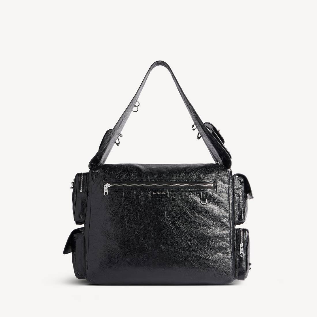 발렌시아가 남성 블랙 슈퍼버지 라지 슬링 백 (피어싱 포함) 7021682ABDJ1000