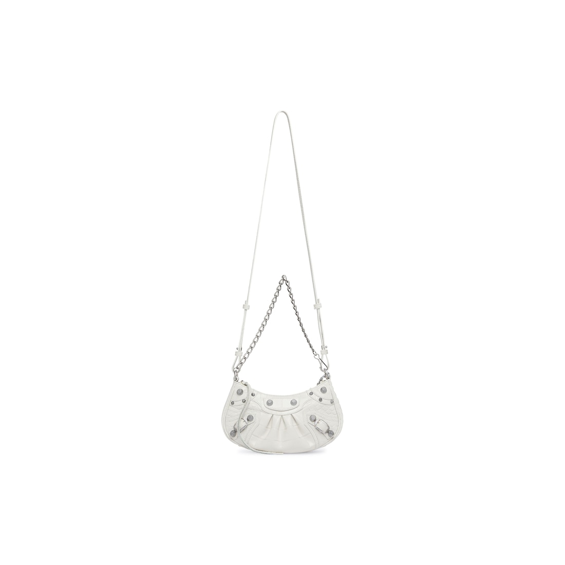 White Le Cagole mini crocodile-effect leather bag