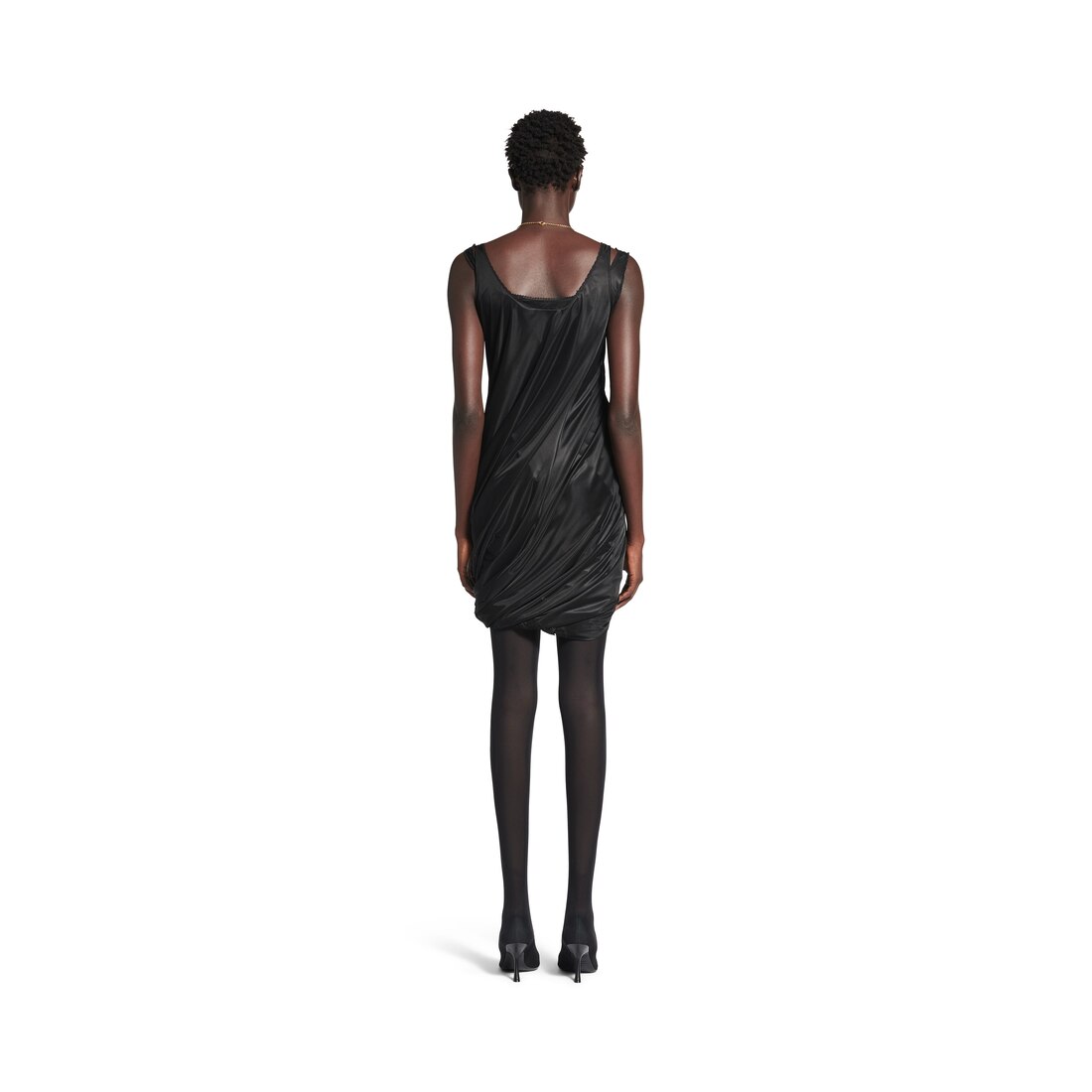 【 BALENCIAGA 】 Twisted ノースリーブ シャツドレス ホワイト の ウィメンズ Twisted ノースリーブ シャツドレス
