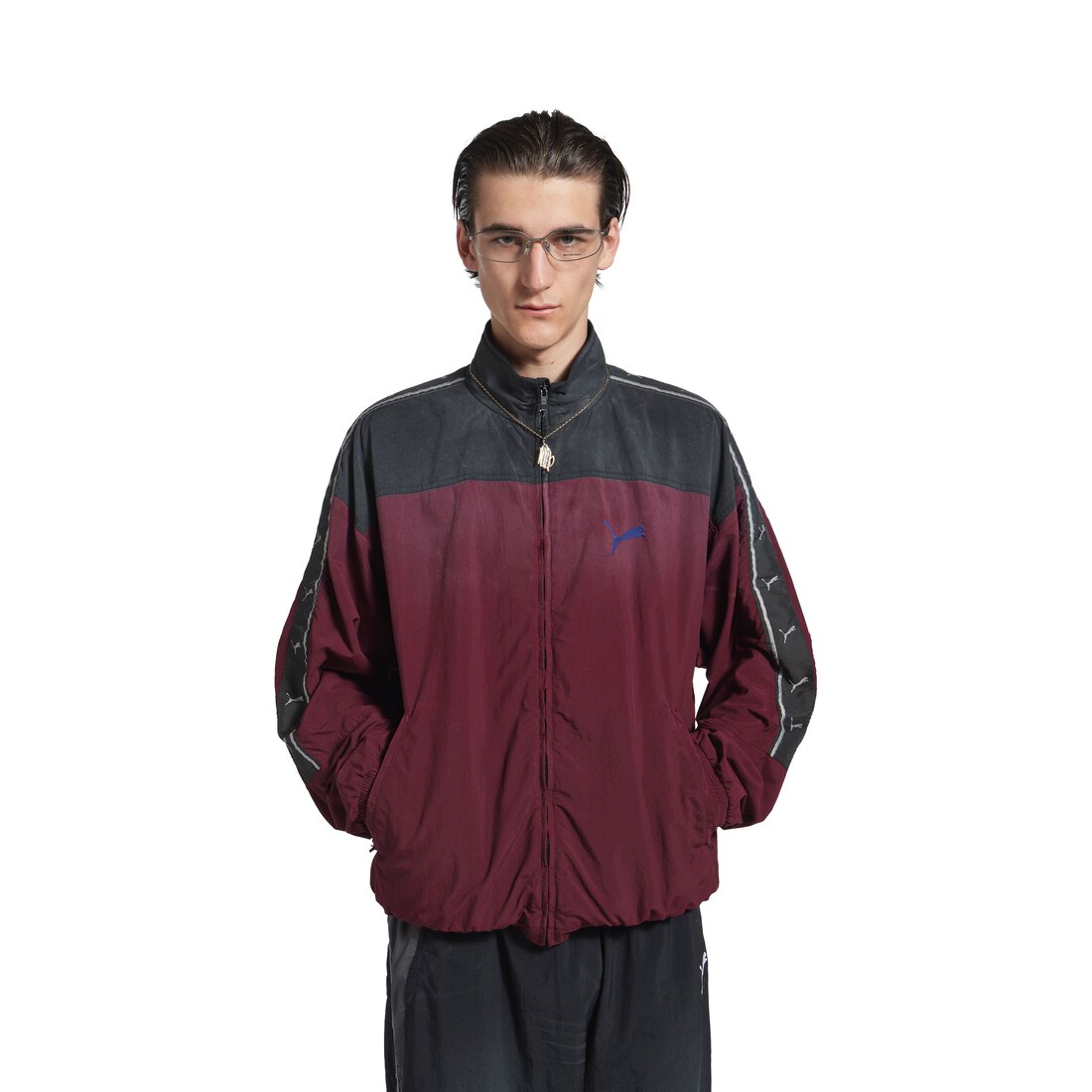 Balenciaga I Puma Tracksuit Jacket in Burgundy | Balenciaga US