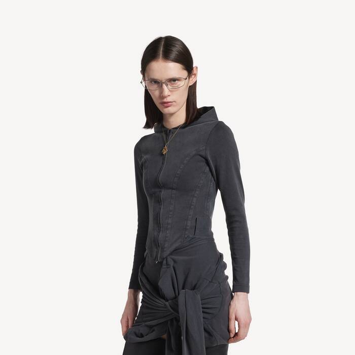 corseted zip-up hoodie
