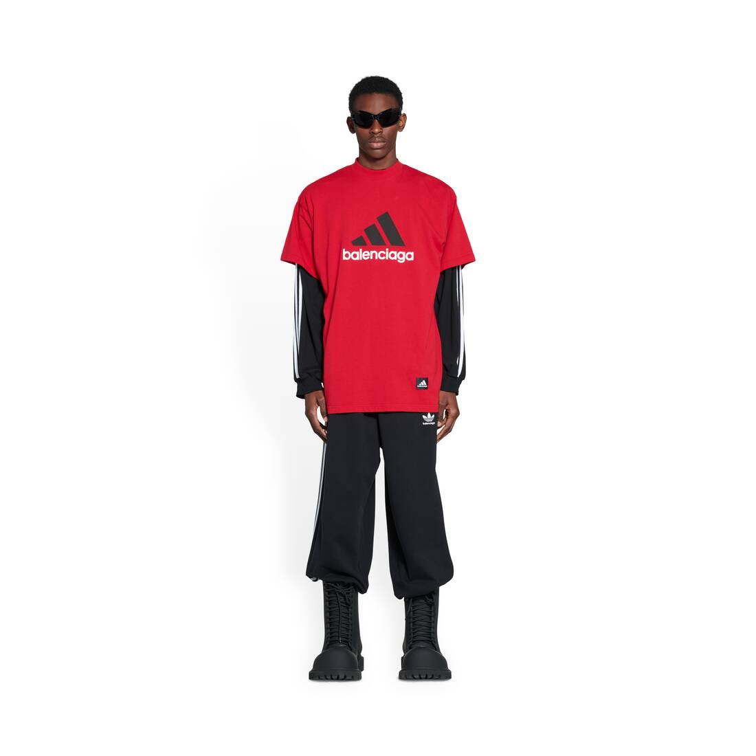 Mens Luxury Shirt  Balenciaga Black and Red Monogrammed Shirt