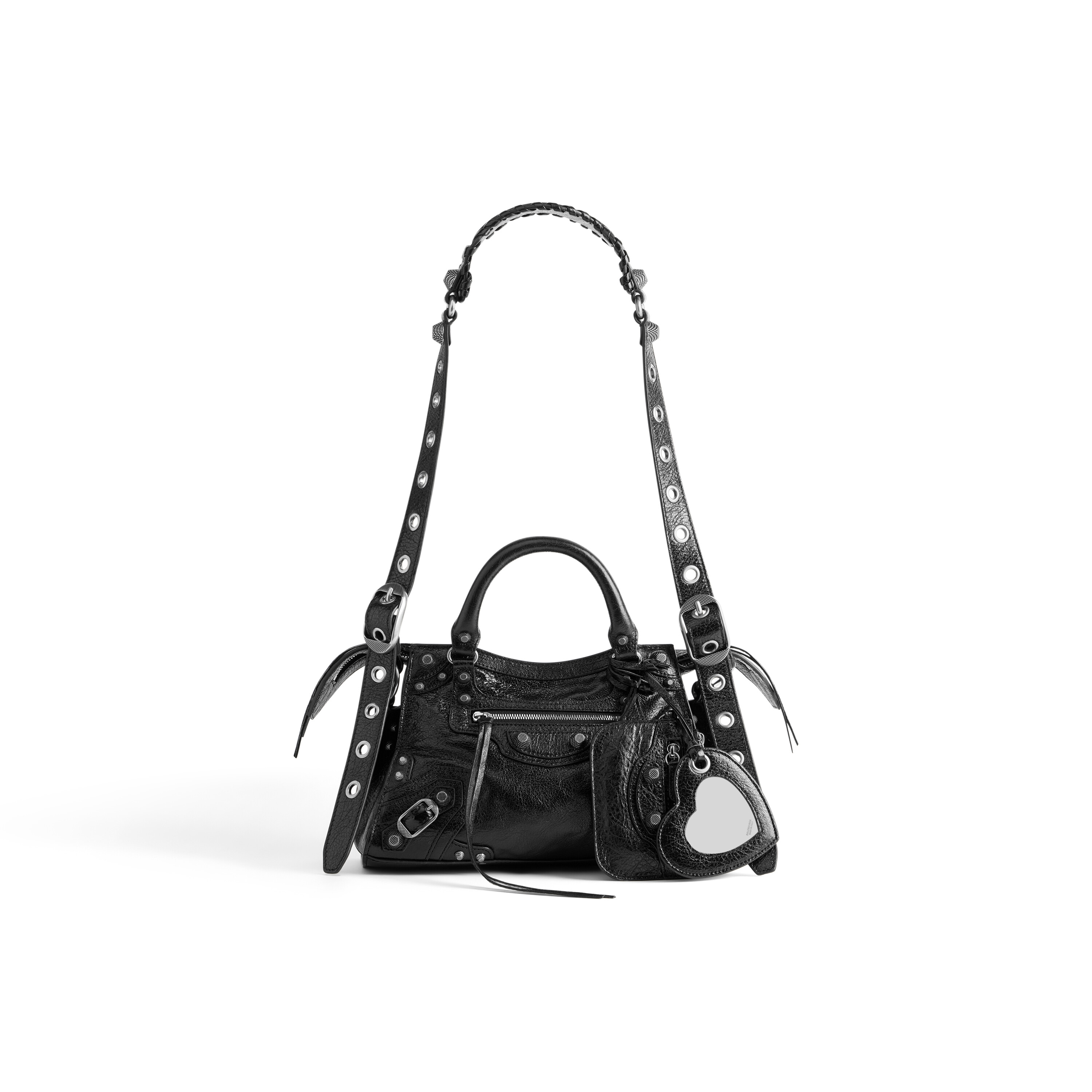 Balenciaga Mini Top Handle Bag Leather Black White  Micro Bag  fashionette