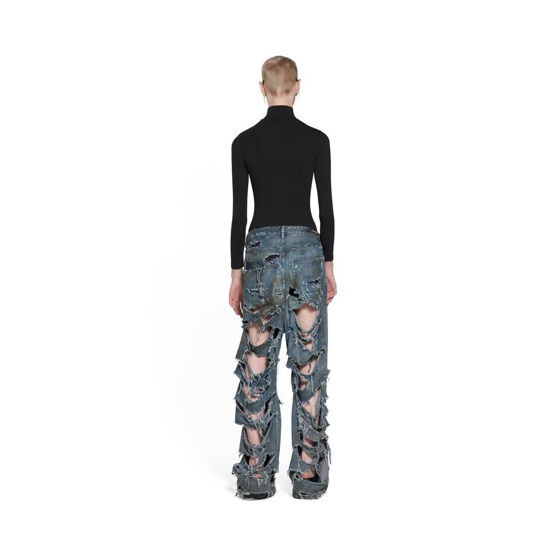 Shop BALENCIAGA 2023 SS Super Destroyed Baggy Pants in Light Blue  (745248TNW014012) by -OPERA