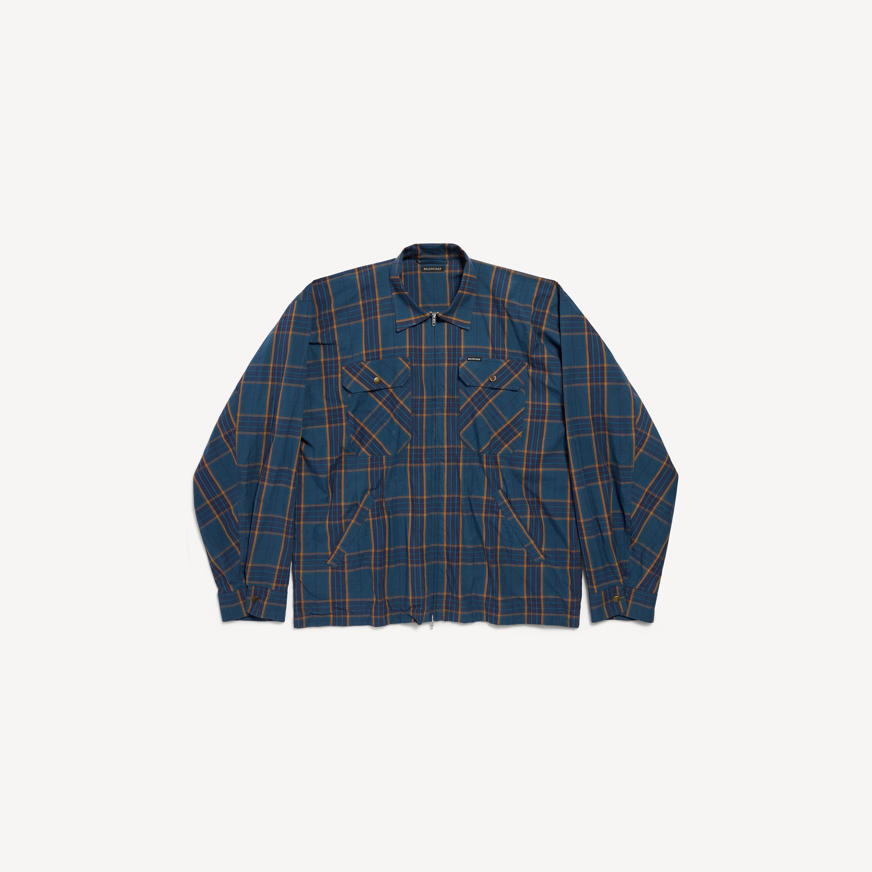 Men's Zip-up Shirt in Blue/orange | Balenciaga US