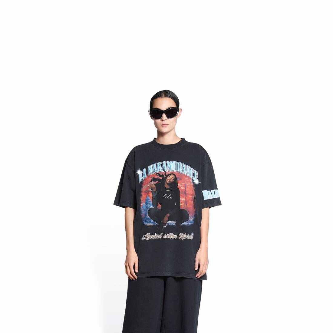 Balenciaga Music Aya Nakamura Merch T-Shirt Large Fit in black vintage jersey