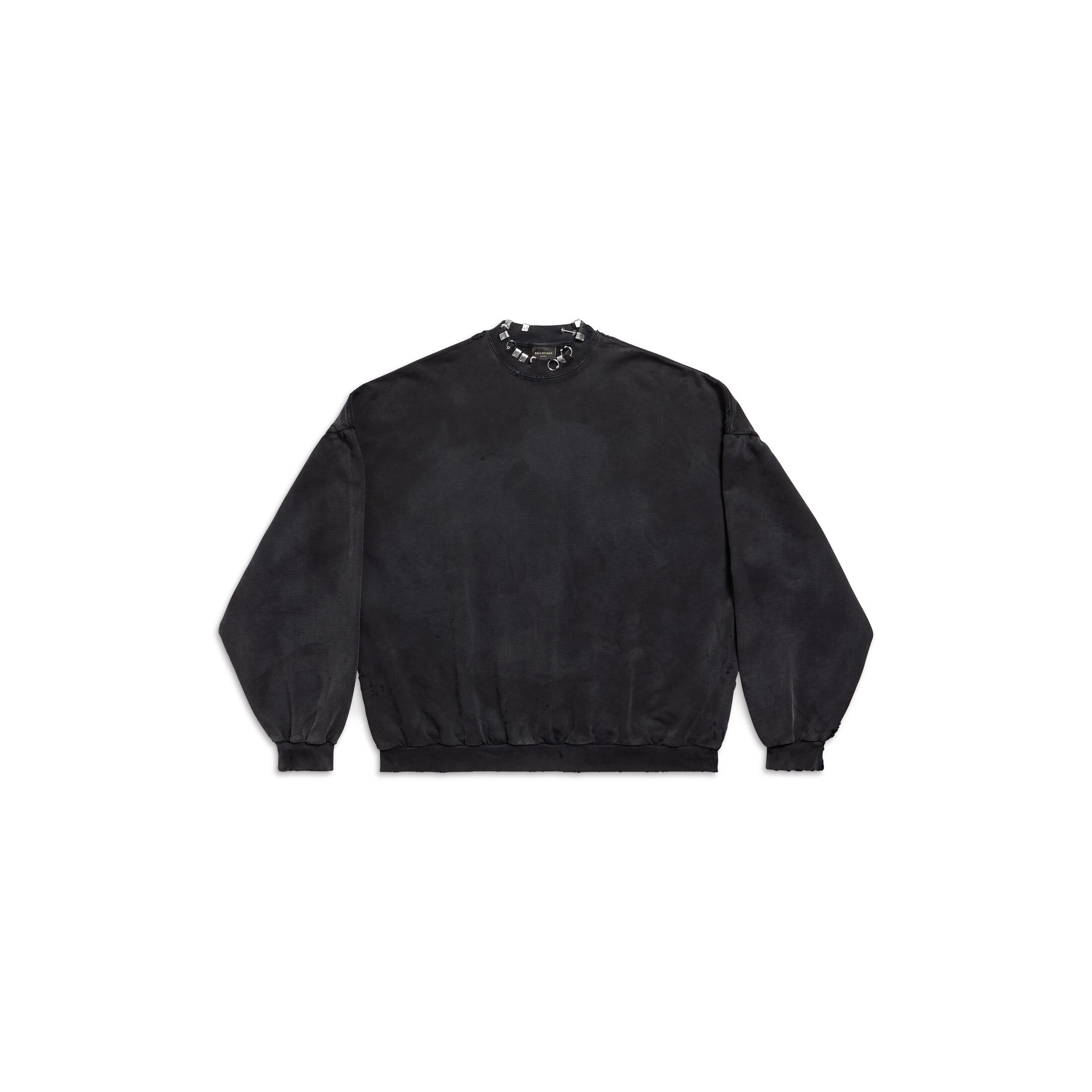 Balenciaga Pierced Round Sweatshirt Oversized - Black - Man - 1 - Cotton