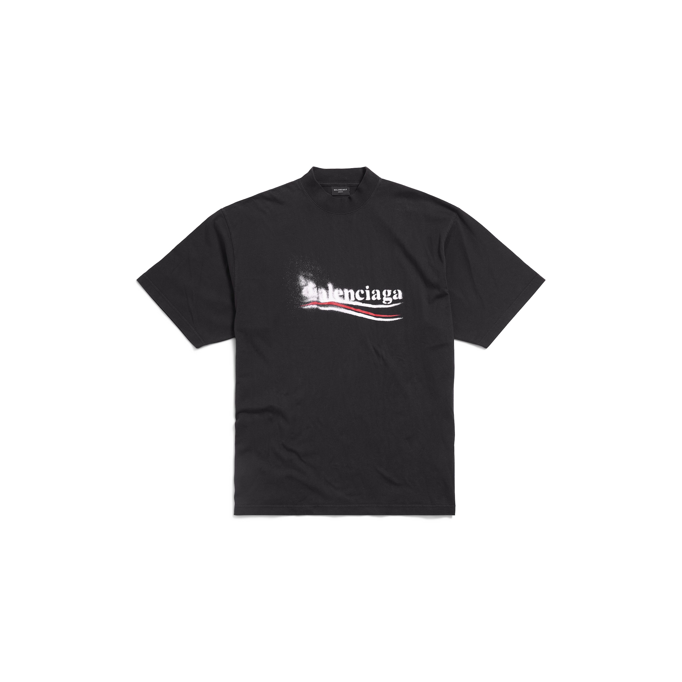 Balenciaga Political Stencil T-Shirt Medium Fit - Black - Unisex - - Cotton