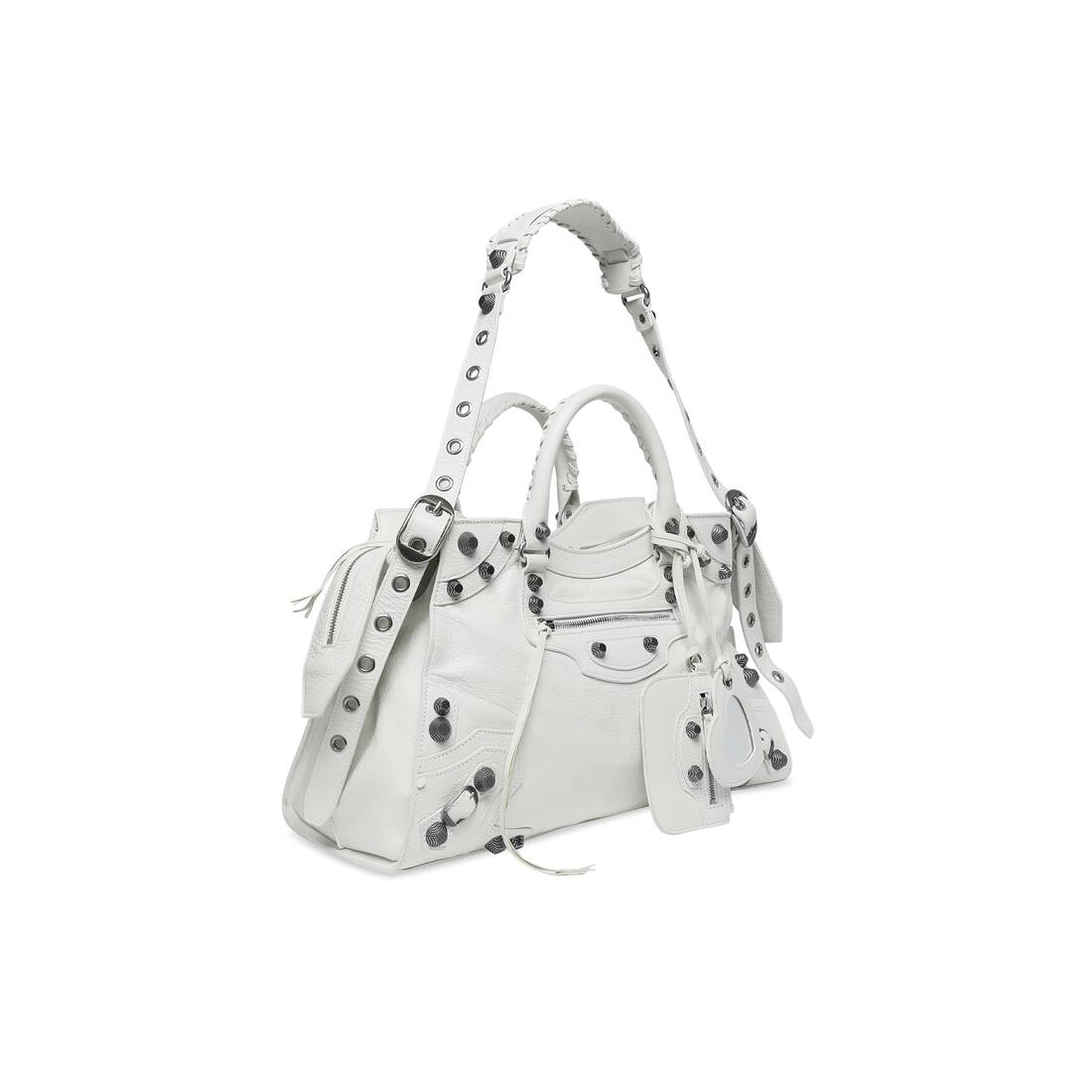 Womens Neo Cagole Xs Handbag With Rhinestones in White  Balenciaga US